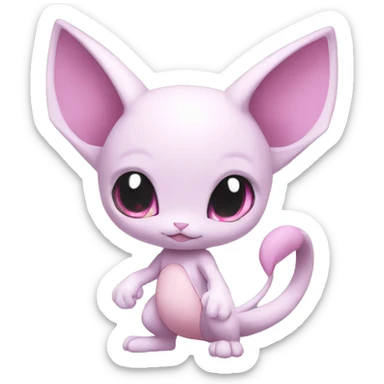 Pink Chibi Anthro Mewtwo-Pokémon full body sticker