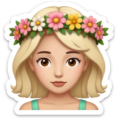 nữ, đầu cài vòng hoa sticker