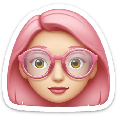 Rose pink glasses, Oval type shaped. sticker