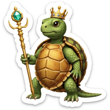 royal staff tortiose with scepter in left hand sticker