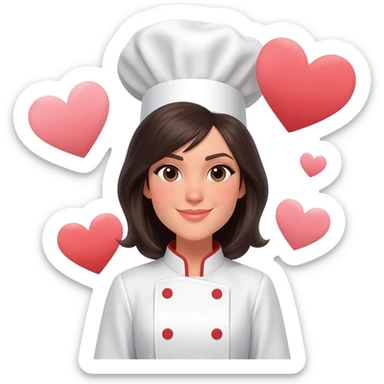 cook woman dark hear hearts sticker