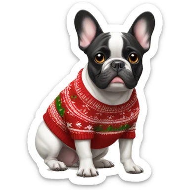 french bulldog in christmas sweater sticker