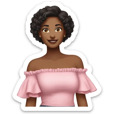 Realistic pink off shoulder top, isolated sticker