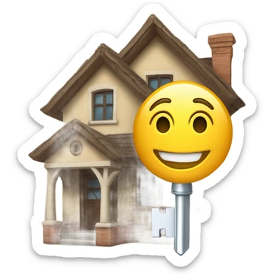 A house smiling handing out a key sticker