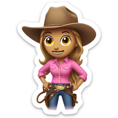 Cowgirl with a lasso and pink cowboy hat sticker