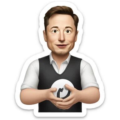 Elon Musk holding a number Zero in the right hand, and a One in his right hand sticker