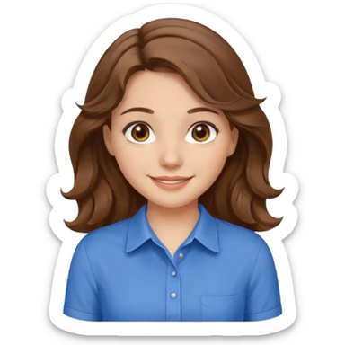 brown hair, hazel eyes, blue shirt, wavy hair pretty girl sticker