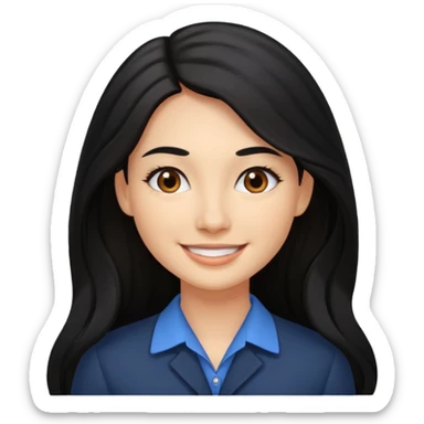 Professional woman with dimples, brown eyes, and long black hair sticker