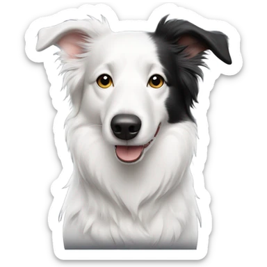 white border collie with black spot on half of the face sticker