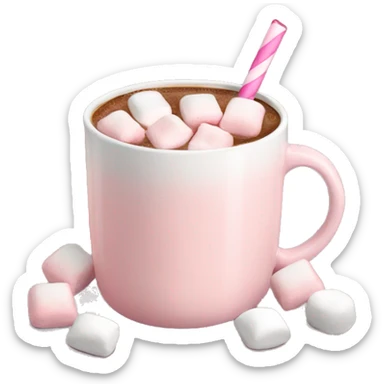 Light Pink mug of hot chocolate with marshmallows  sticker