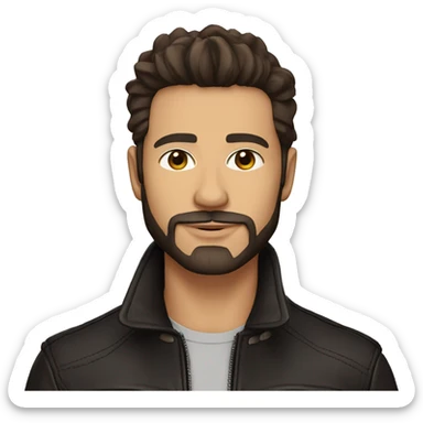 cool guy in leather jacket, dark brown hair and designer stubble beard sticker