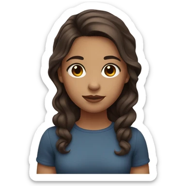 girl with light brown skin and dark brown eyes and dark brown wavy hair sticker