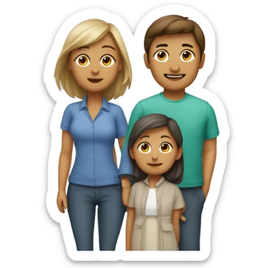 una familia de 5 personas con 2 niñas y un niño sticker
