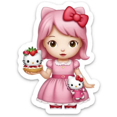 hello kitty strawberry shortcake pink sticker