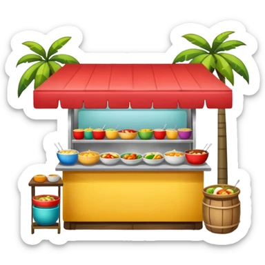 small indonesian roadside foodstall, front facing sticker