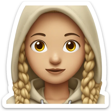 Light skin girl wearing a hoodie with braids sticker