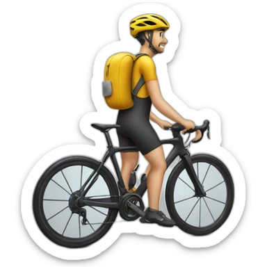 cyclist man standing over bike sticker