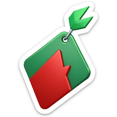 Tag vermelha com uma flecha pra cima verde do lado sticker