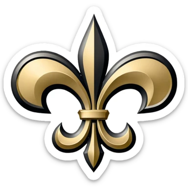 New Orleans Saints football logo with fleur-de-lis in black and gold colors sticker