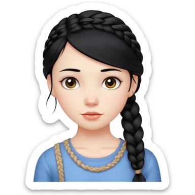a girl with black hair in a braid sticker