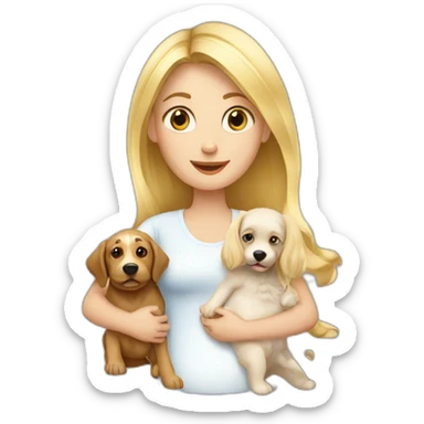 Blond-Girl-with-baby-and-dog sticker