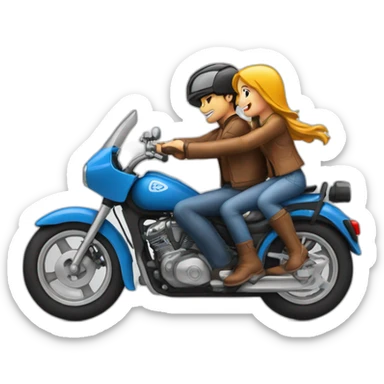 Motorcicle with 1 Man driving and 2 girls behind sticker