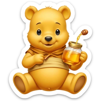 winnie the poo with honey pot sticker