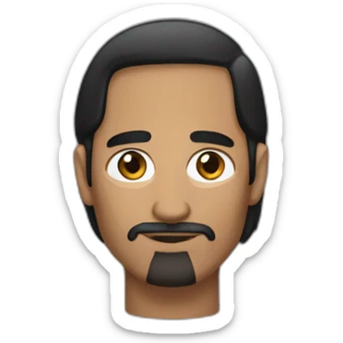 brown man looks like steve jobs with black hair with no faical hiar and add a mole on the face sticker