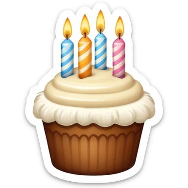 A hazelnut with cream on it which make it look like a birthday cake and some birthday candles on it sticker