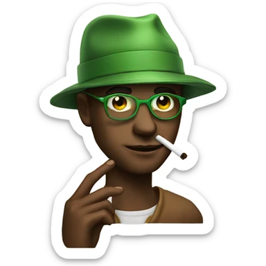 Cool dude Smoking weed with hat  sticker