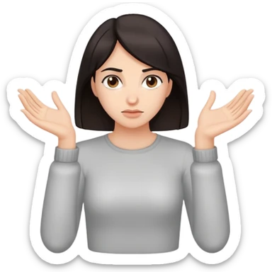 Woman with dark hair, both hands gripping downward as if holding onto something, isolated figure with no water sticker