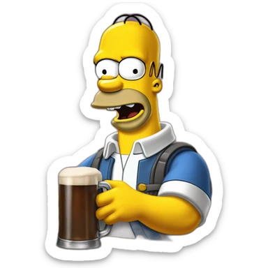 Homer Simpsons buvant une bière sticker