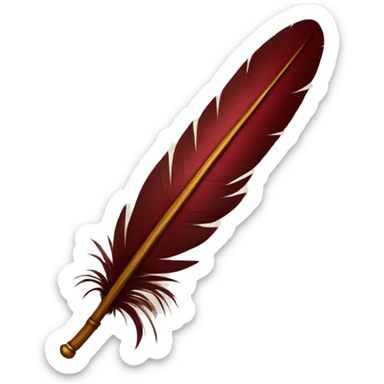 a maroon feather quill and an open SCROLL sticker