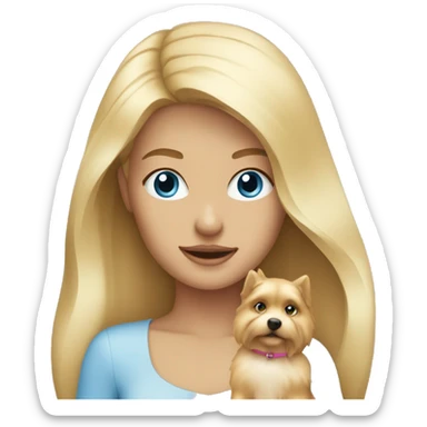 Blonde girl blue eyes holding spitz  sticker
