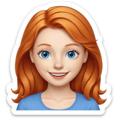 winking girl with ginger hair and blue eyes sticker