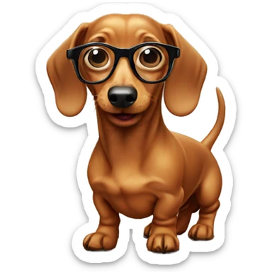 Tiny dachshund wearing glasses farting  sticker