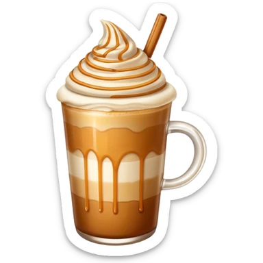 Caramel mocciato with cream and caramel drizzle sticker