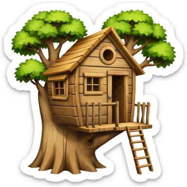 letter W on the side wall of a treehouse in a tree, only the top no trunk sticker