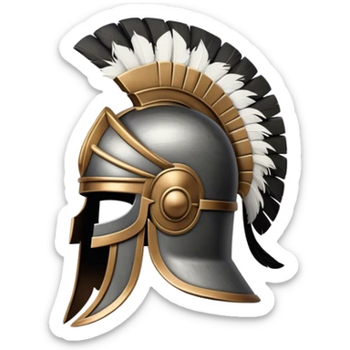roman helmet steel centurion black & white stripey plumage sticker