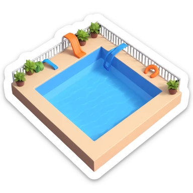 swimming pool, 3D emoji style sticker