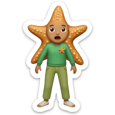 Give me a picture of an animated talking starfish that coughs, give me him green pants sticker
