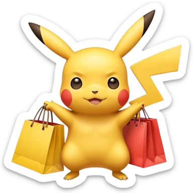 Pikachu with shopping bags sticker