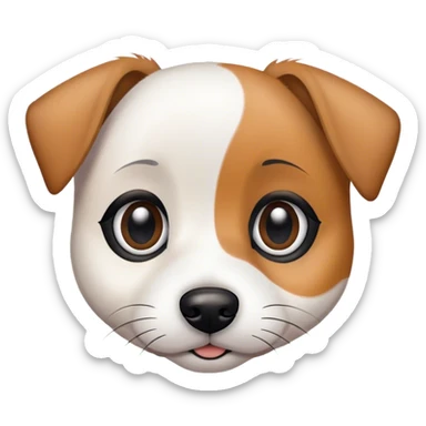 Small jack russel terrier with big dolly eyes, and some black marking around eyes sticker