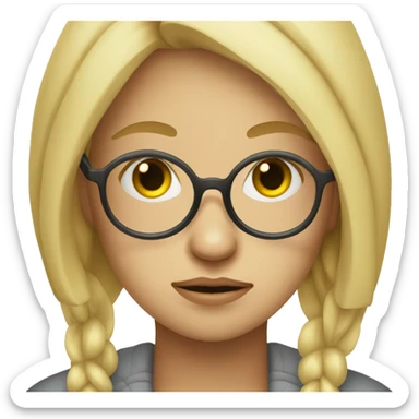 Blonde girl oy in glasses portrait being sick sticker
