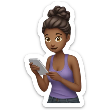 Girl scrolling phone sticker