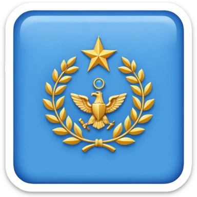 A blue rectangle with a white border. Rank insignia  sticker