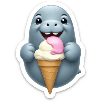 Manatee eating ice cream sticker
