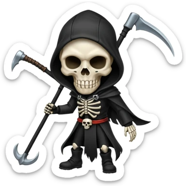 black hood skull scythe sticker