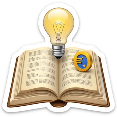 n open book with a glowing light bulb above it, symbolizing knowledge and learning. Next to the book, a coin or euro symbol representing a training budget. sticker