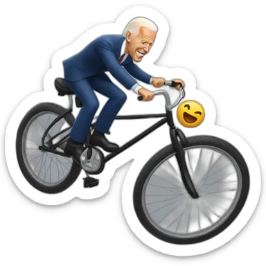 joe biden in a bycicle falling sticker